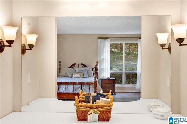 bedroom featuring a textured ceiling