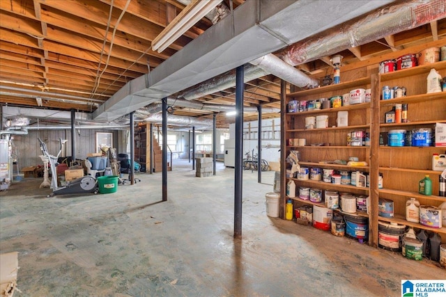 basement featuring water heater