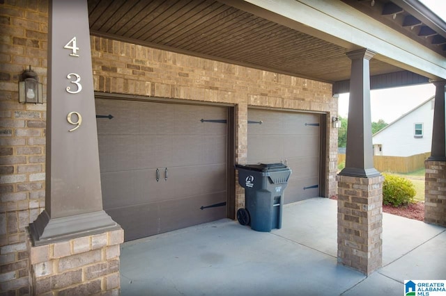 view of garage