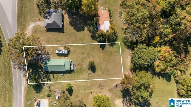 aerial view featuring a rural view