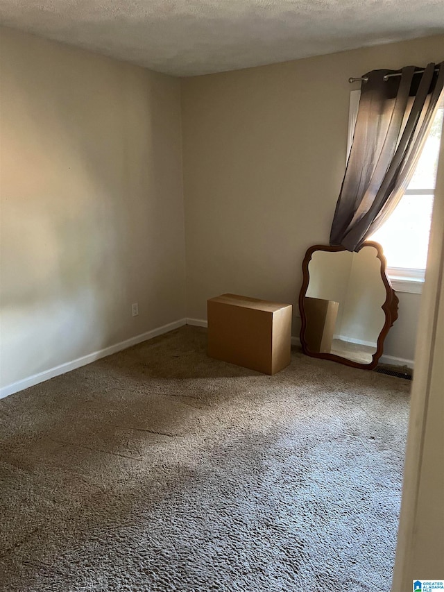 carpeted spare room featuring a textured ceiling