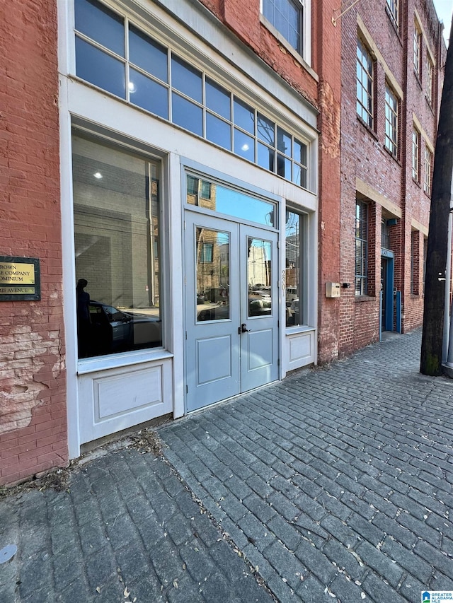 doorway to property featuring french doors