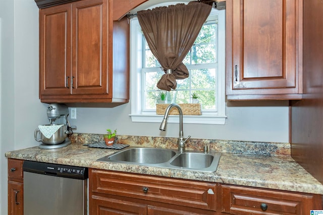 kitchen featuring a healthy amount of sunlight, sink, and stainless steel dishwasher