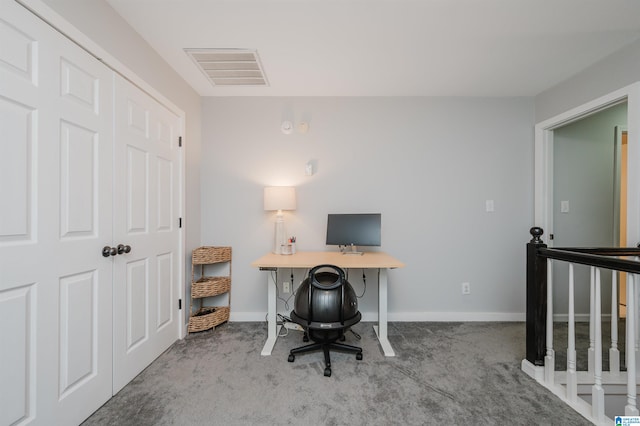 view of carpeted home office