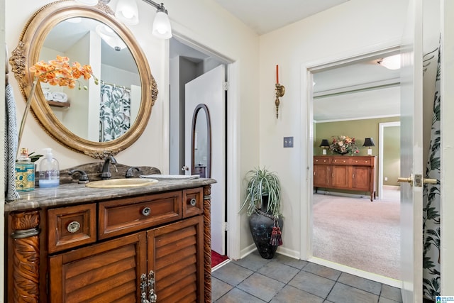 bathroom featuring vanity and tile patterned floors