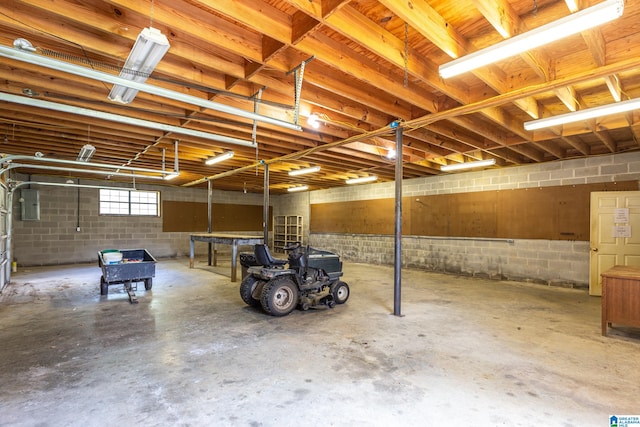 garage with electric panel