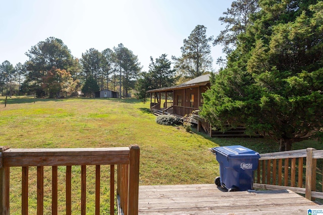 view of yard with a deck