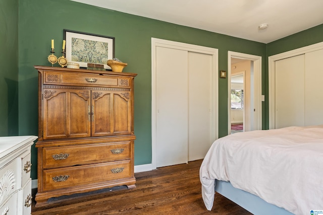 bedroom featuring dark hardwood / wood-style floors