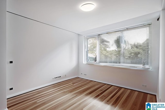 spare room featuring wood-type flooring and plenty of natural light