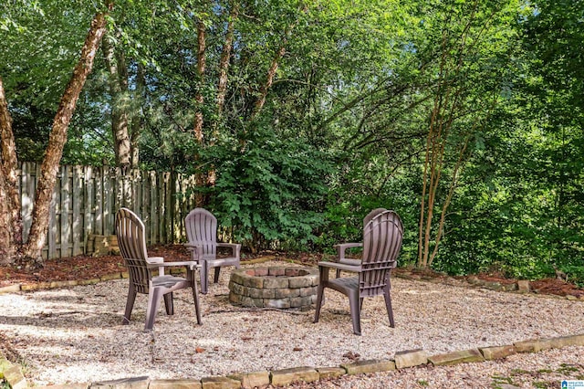 view of patio featuring an outdoor fire pit