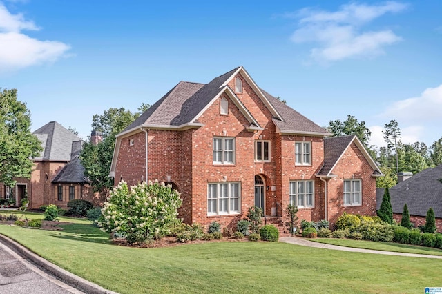 view of front of home with a front lawn