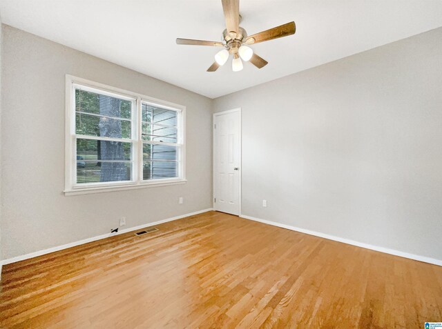 2400 2nd Ave N, Irondale, AL 35210 - unfurnished room featuring baseboards, a ceiling fan, light wood-style flooring, and visible vents