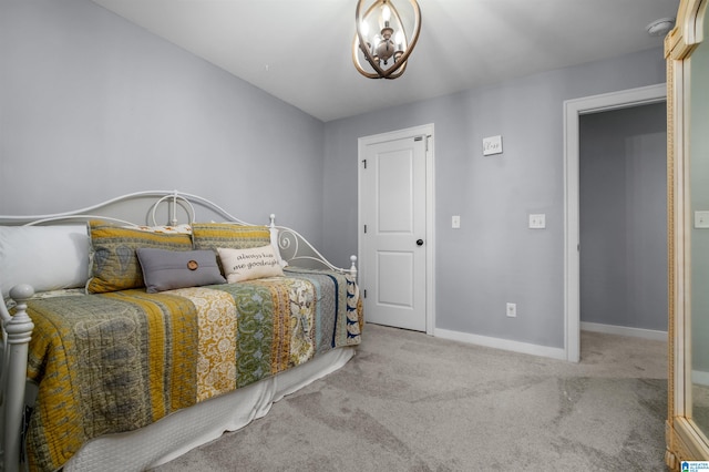 bedroom with light colored carpet