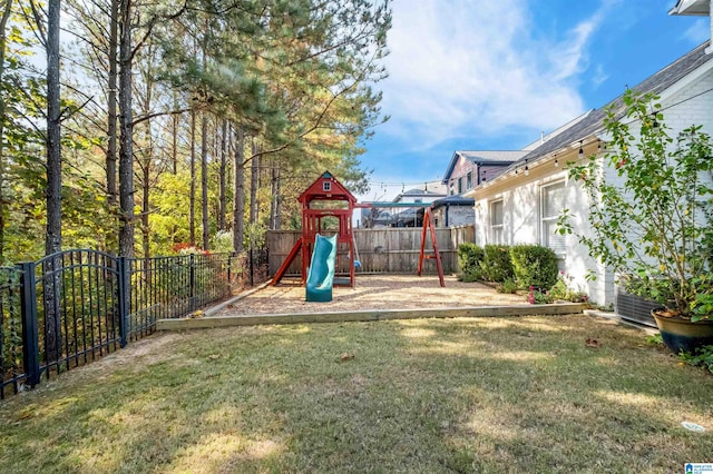 view of yard featuring a playground