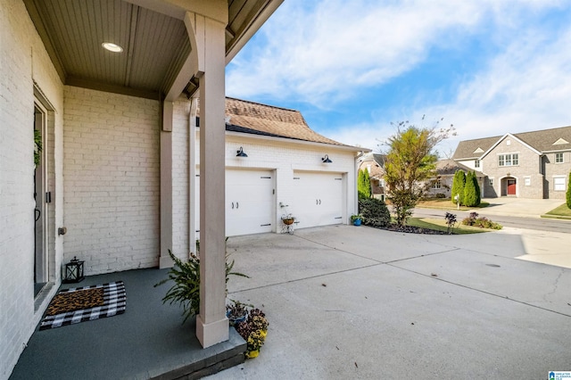 exterior space featuring a garage