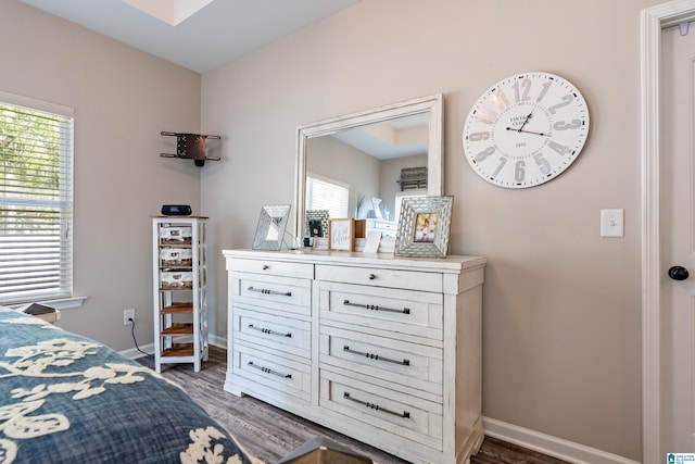 bedroom featuring dark hardwood / wood-style floors