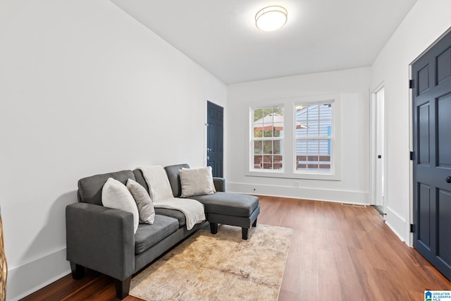 living room with hardwood / wood-style floors