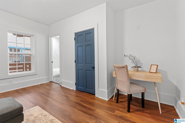 home office featuring wood-type flooring