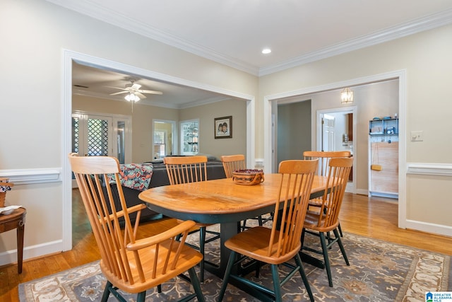 206 Morningside Cir Unit 206, Mountain Brook, AL 35213 - dining room with baseboards, ornamental molding, recessed lighting, and light wood-style flooring