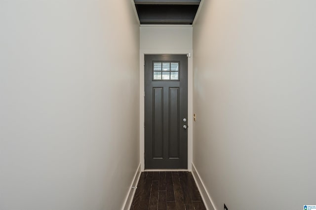 doorway featuring dark hardwood / wood-style flooring