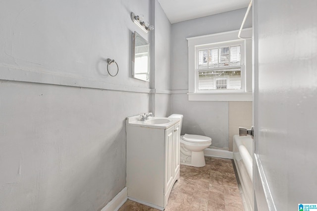 full bathroom with vanity, toilet, and tub / shower combination