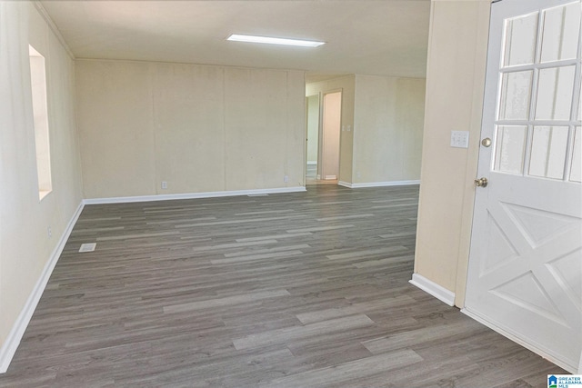 spare room featuring wood-type flooring