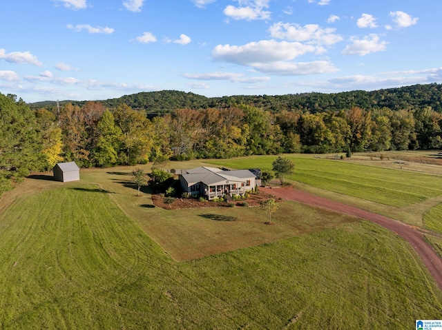 birds eye view of property with a rural view