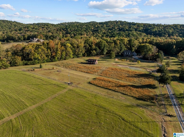 birds eye view of property with a rural view