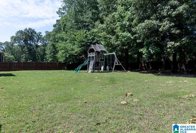 view of yard featuring a playground