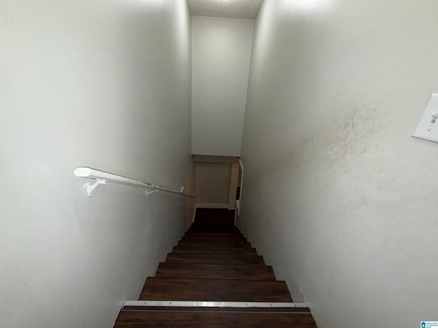 stairs with wood-type flooring