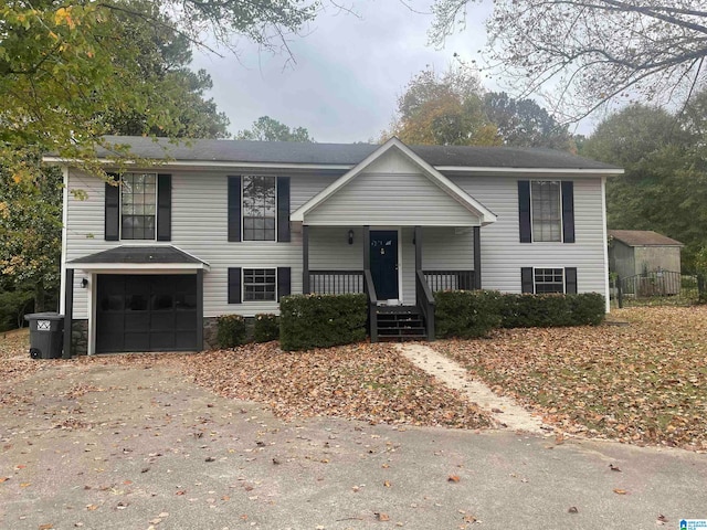 split foyer home featuring a porch