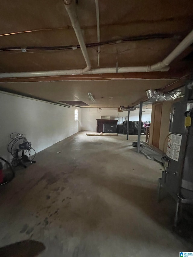 basement with gas water heater