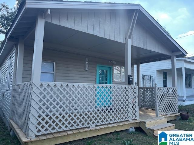 view of home's exterior with a porch