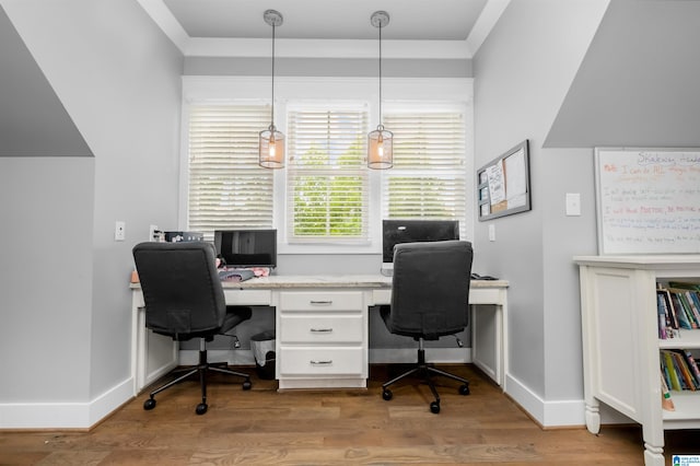 home office featuring light wood-type flooring