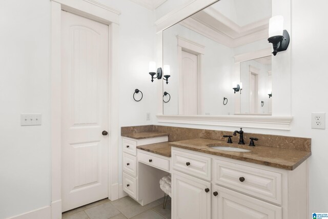 bathroom with vanity and tile patterned flooring