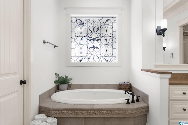 bathroom featuring tiled bath