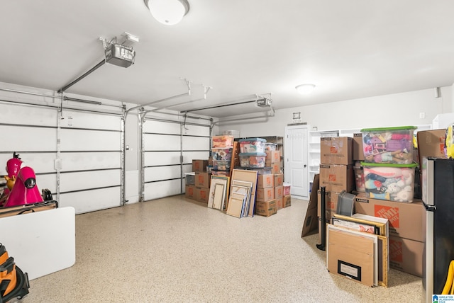 garage with a garage door opener