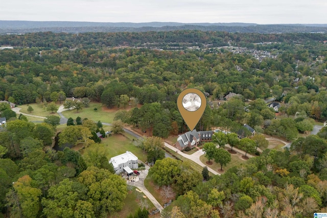 aerial view featuring a forest view