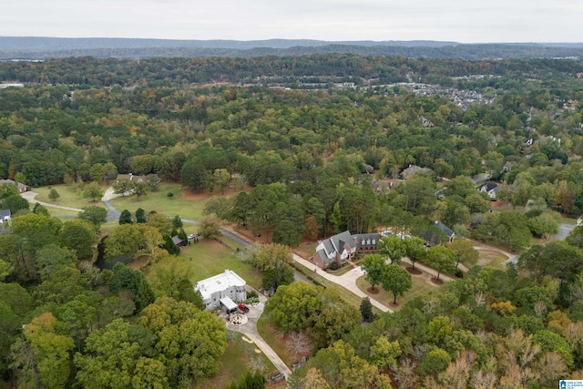 bird's eye view featuring a forest view