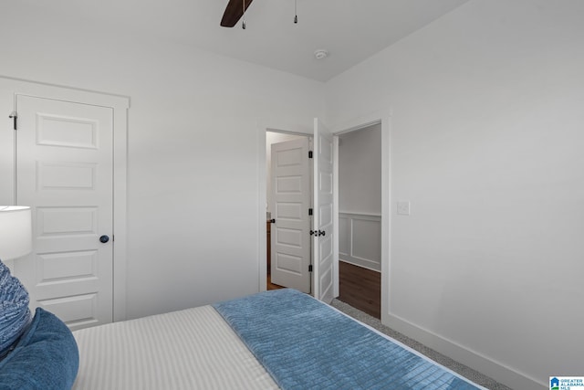 bedroom featuring ceiling fan