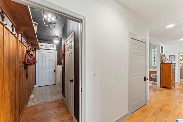 corridor featuring light wood-type flooring