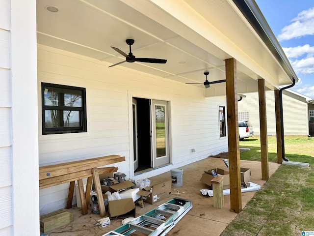 view of patio with ceiling fan