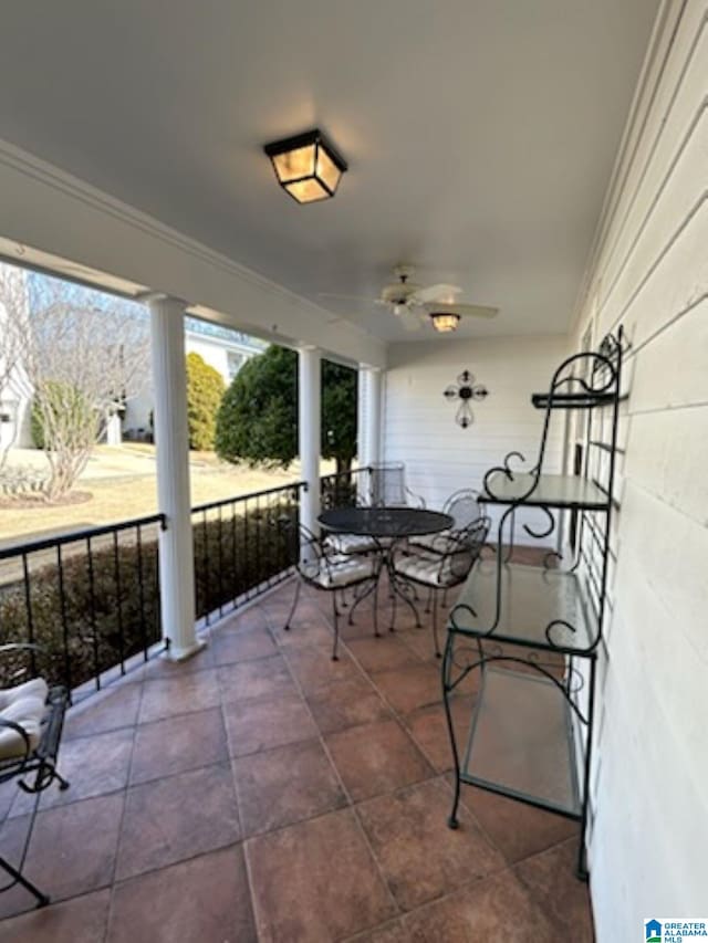 view of patio with ceiling fan