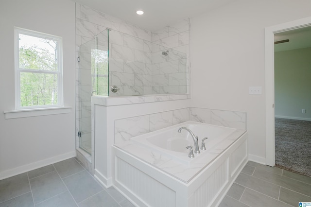 194 Barimore Blvd, Helena, AL 35080 - bathroom featuring a garden tub, a shower stall, and tile patterned floors