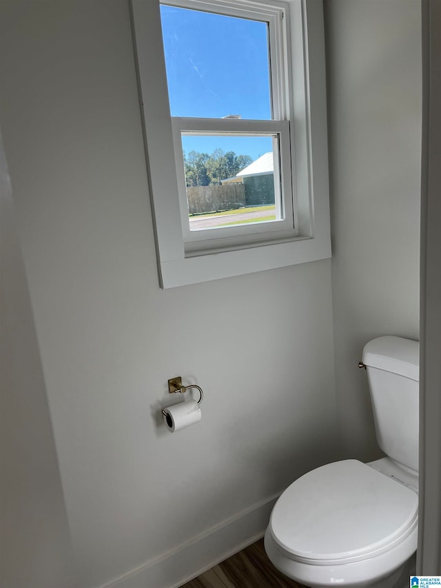 bathroom featuring toilet and hardwood / wood-style floors