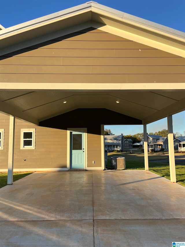 exterior space featuring a carport