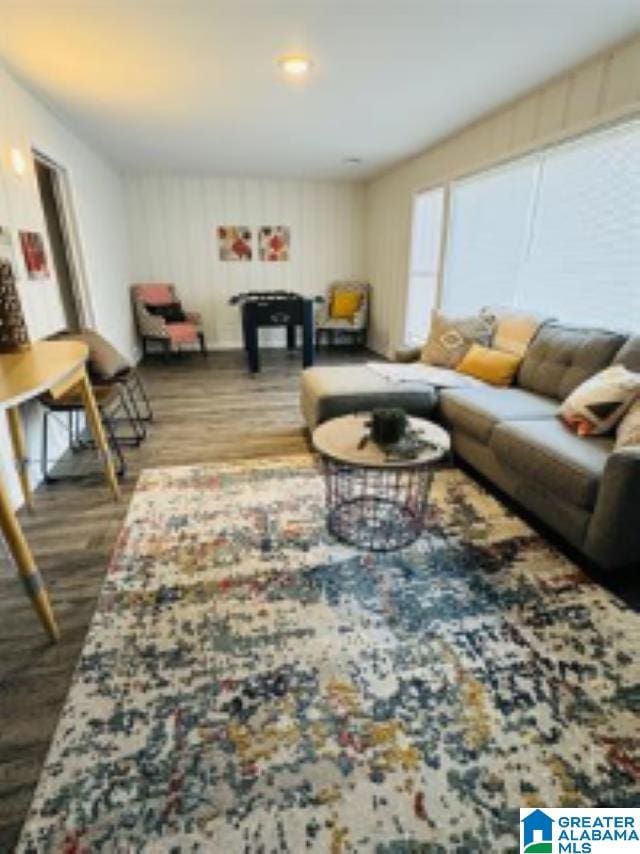 living room featuring wood-type flooring