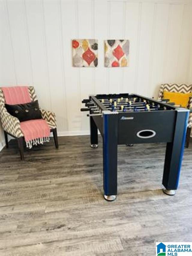 recreation room featuring hardwood / wood-style floors