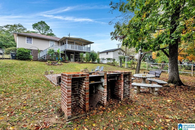 view of yard featuring a deck