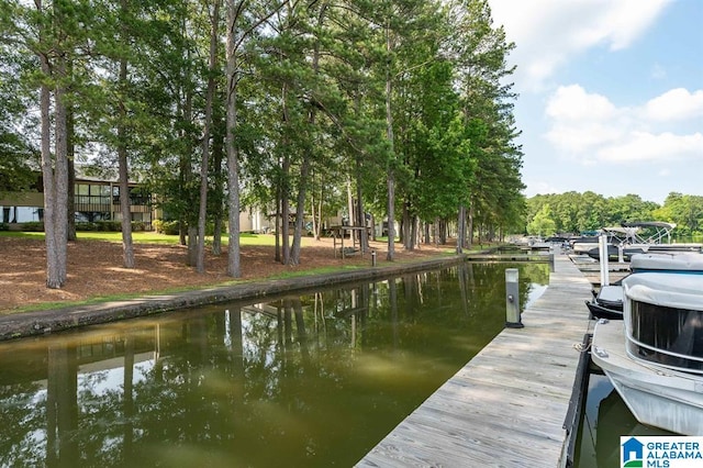 view of dock featuring a water view